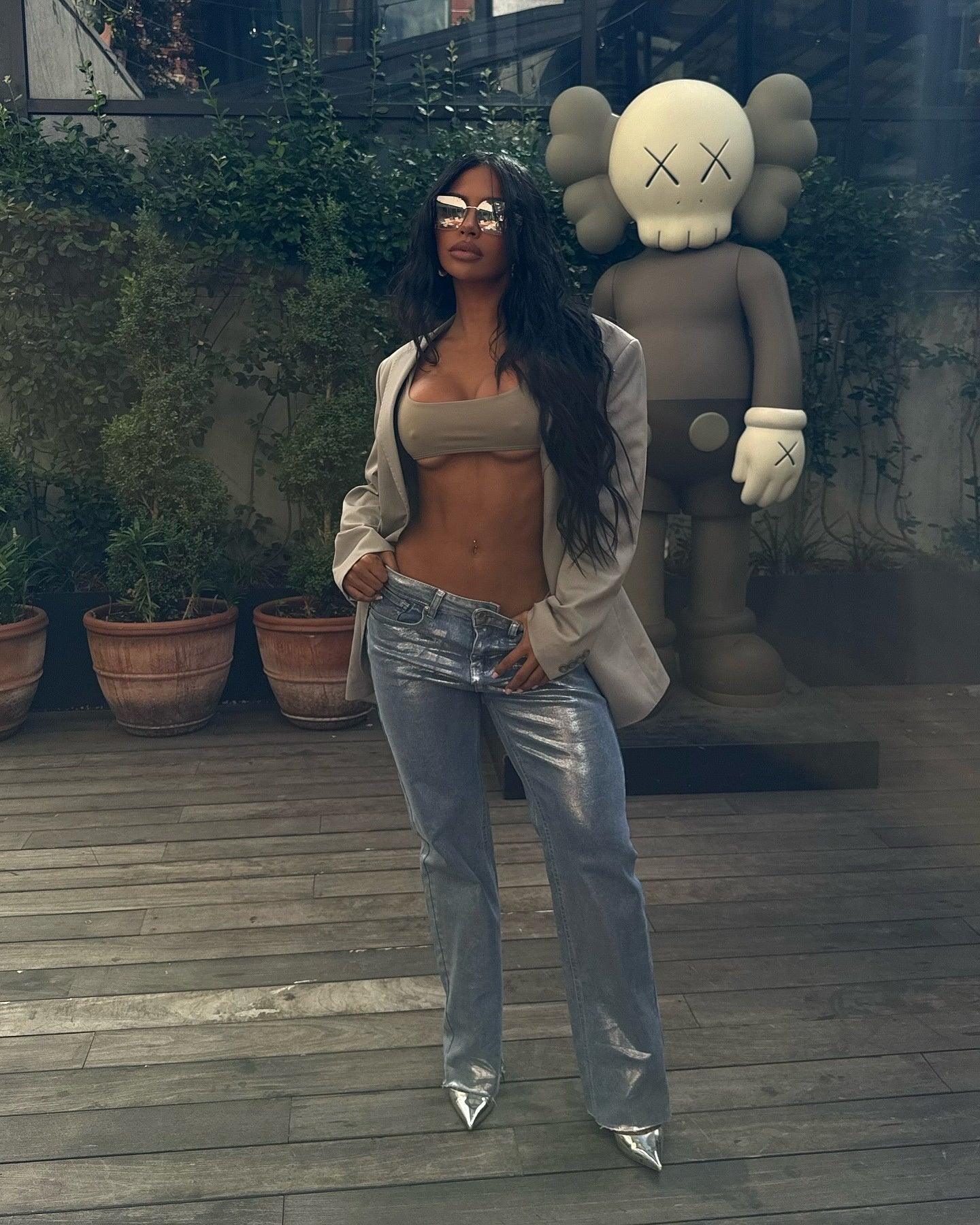 European And American Fashion Retro Hot Silver Loose Jeans - Bellarte Enchanté European And American Fashion Retro Hot Silver Loose Jeans